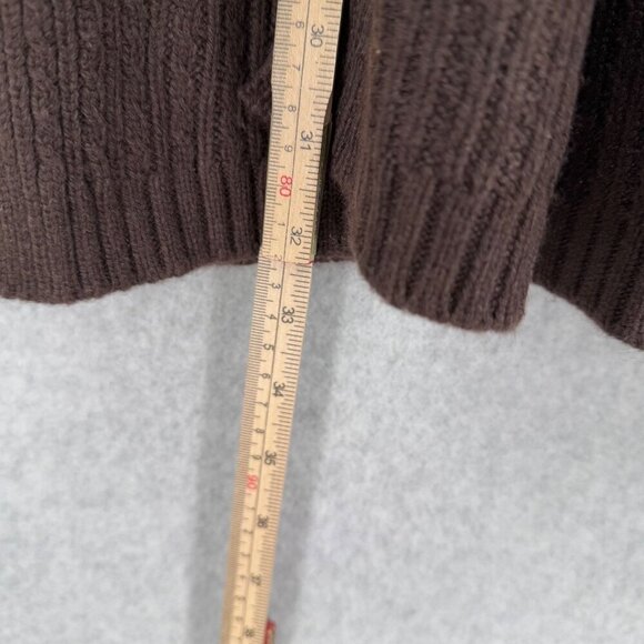 Chicos Cable Knit Open Front Long Line Cardigan Sweater Size 1 Medium Brown NEW - Picture 11 of 12